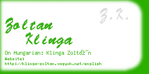 zoltan klinga business card